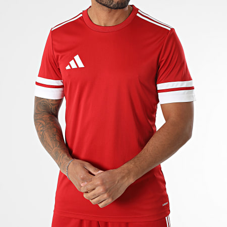 Adidas Sportswear - Ensemble Tee Shirt Et Short Jogging A Bandes SQUA25 Jersey JE2601 JE7745 Rouge Blanc